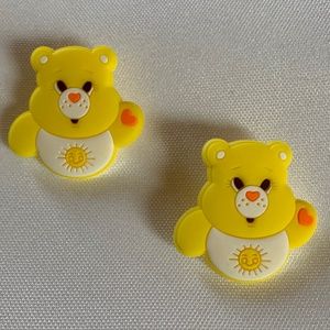 NWT. Handmade Pierced Earrings of the Yellow Care Bear with Sunshine!